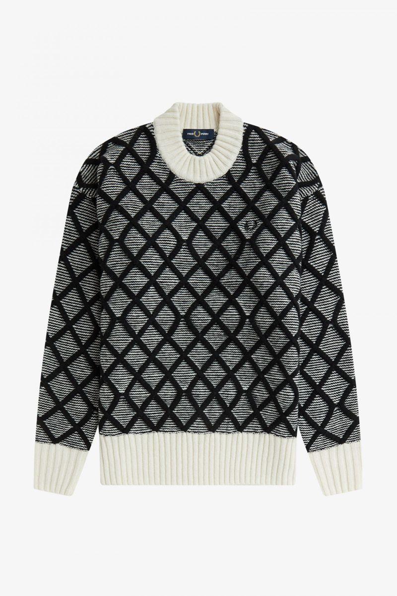 White Fred Perry Textured Monochrome Jumper Women's Knitwear | PH 1935ILHS